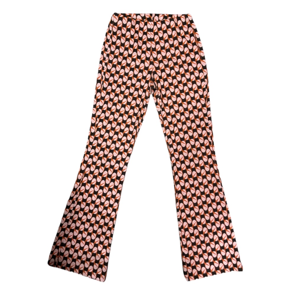 Zara Black and Pink Geometric Flared Pants